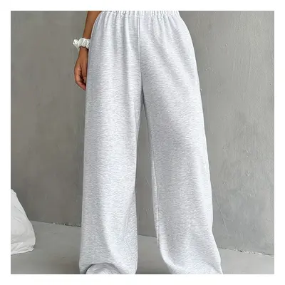 TEMU Solid Color Waist Sweatpants, Casual Wide Leg Pants For Fall & Winter, Women's Clothing