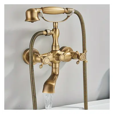 Antique Brass Bathtub Faucet Wall Mounted Handles Shower Faucet With Tub Spout Can Used In Batht