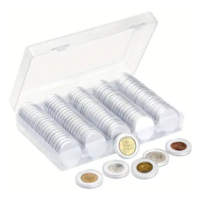 100pcs Adjustable Coin Protective Cases, Commemorative Coin Protection Box, Collection Coin, Rou