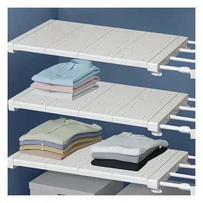 Expandable Tension Shelf For Closet And Wardrobe Organization, Adjustable Retractable Wall Mount