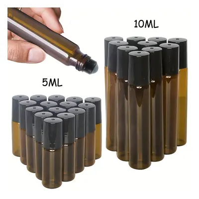 TEMU 10pcs Glass Roller Bottles For Essential Oils & Perfume - 0.17/0.34oz, Fragrance-free, Idea