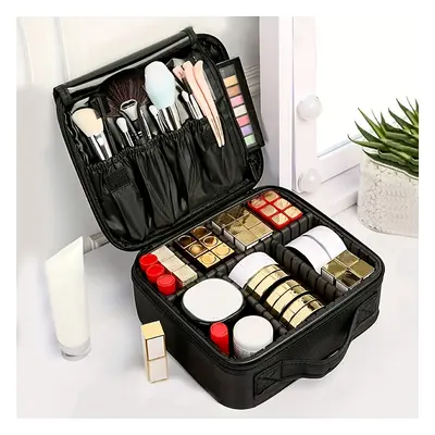 TEMU Travel Makeup Train Case Professional Large Capacity Cosmetic Case Make Up Brush Organizer 