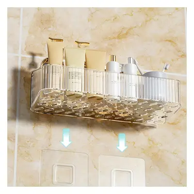 1pc Wall Mounted Bathroom Storage Rack, Plastic Drain Bathroom Tray, Bathroom Hanging Shelf, Cos