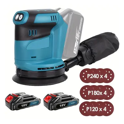 Cordless Random Orbit Sander With 2x 3.0ah Batteries And Charger, Replacement For Makita Dbo180z