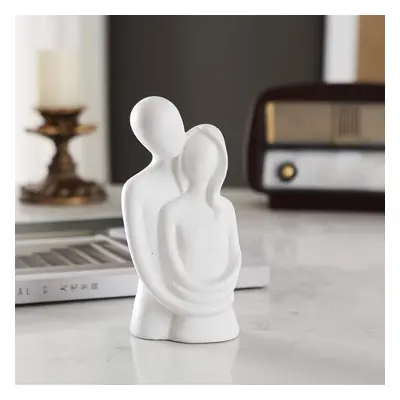 1pc, White Resin Couple Embrace Sculpture, Contemporary Love Statue, Home Decor, Romantic Shelf 