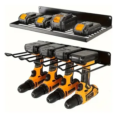 1pc Wall-mounted Utility Rack Power Tool Organizer, Heavy Duty Metal Tool Shelf, Drill Wall Moun