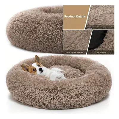 TEMU Luxurious Plush Donut Cuddler Pet Bed For Small To Medium Dogs And Cats - Super Soft, Washa