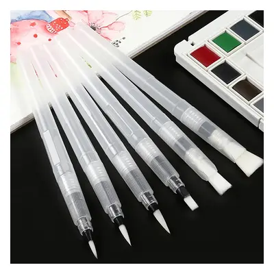 6pcs Watercolor Comes Water Pen Water Soluble Tip Flat Head Pen Can Be Used For Calligraphy Pain