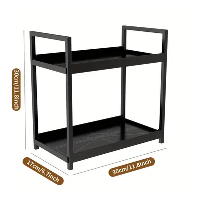 Metal Storage Organizer For Cosmetics & Skincare - Double-layer Shelf For Bathroom, Kitchen, Bed