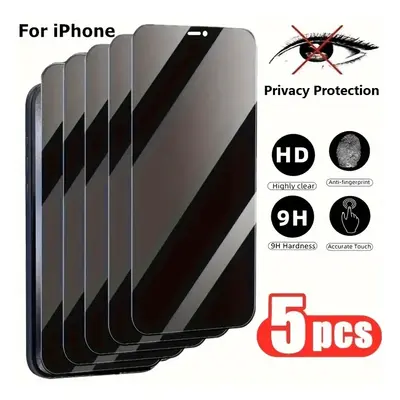 TEMU 5-pack Tempered Glass Screen Protector For Iphone 11/12/13/14/15, Anti-spy Privacy Screen, 