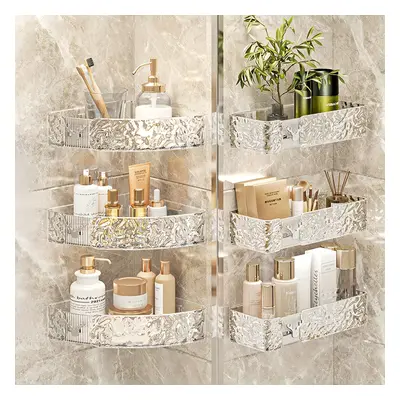 1/3/4/6/10pcs/set, Bathroom Cosmetic Storage Box, Transparent Water Ripple-free Punching Shelf, 