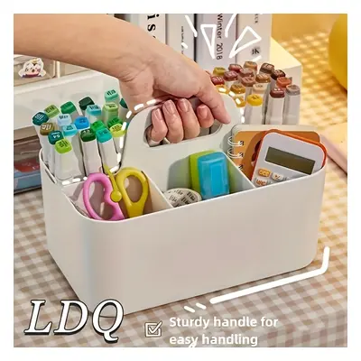 TEMU Pmmj All-in-one Plastic Desktop Organizer Caddy With Handle, Personal Care Product Dispense