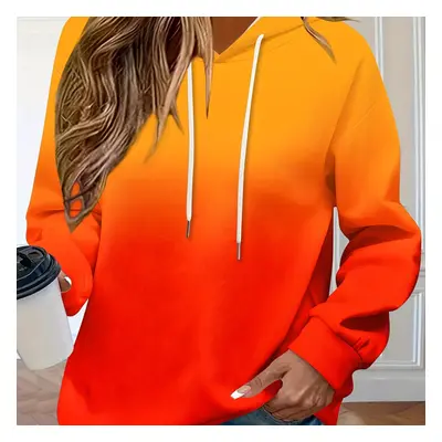 TEMU Gradient Color Drawstring Hoodie, Casual Long Sleeve Hoodies Sweatshirt, Women's Clothing