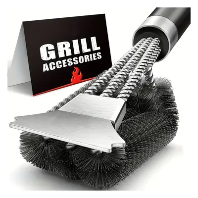 Gemmaart 3-in-1 Grill Brush – Stainless Steel Bbq Cleaning Tool With Triple – Hard-firmness Acce