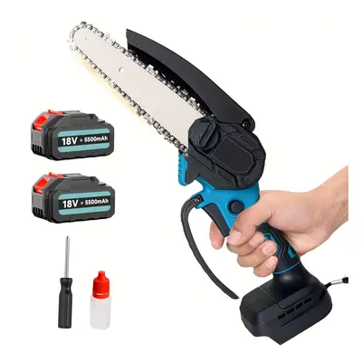 Mini Chainsaw Cordless 6-inch With 2x5500mah Battery, Handheld Chainsaw For Makita 18v Battery, 