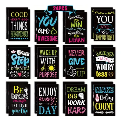 TEMU 24pcs Inspirational Steno Pads In English With Soft Cover, Motivational Quotes Notebook Set