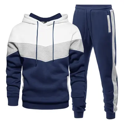 TEMU 2-piece Men's Athletic Tracksuit Set, Casual Long Sleeve Hoodie With Drawstring And Jogging