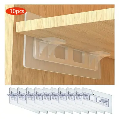 10pcs No-drill Adhesive Shelf Brackets - Plastic Pegs For Kitchen Cabinets & Book Shelves, 4.72x