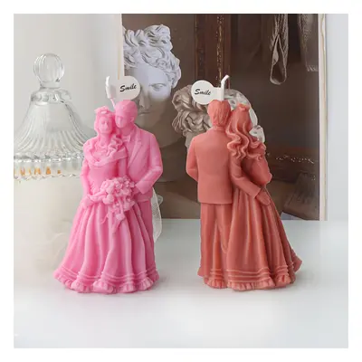 TEMU Silicone Wedding Couple Candle Mold - Love-themed Bride & Groom Aroma Candle Statue Mould, 