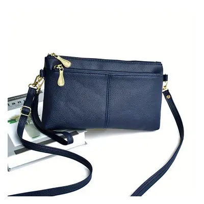 Fashion Crossbody Bag For Women, Double Zipper Clutch Purse, Square Wrist Wallet For Coin & Phon