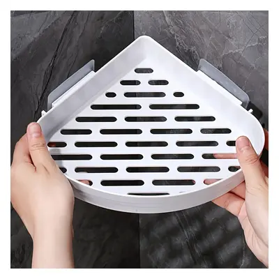 1pc Corner Shower Caddy, Plastic Bathroom & Kitchen Shelf With Drain Holes, Easy Install, Wall-m