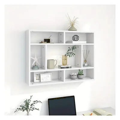 Modern Wall Shelf With Open Compartments Space- Saving Multi- Layer Wood Design Maximum Load Cap