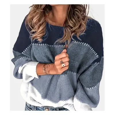 TEMU Crew Neck Pullover Sweater, Casual Long Sleeve Loose Sweater, Women's Clothing