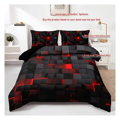 TEMU 3pcs Duvet Cover Set 1*duvet Cover + 2*pillowcase, Without Core, Grid Print Bedding Set, So