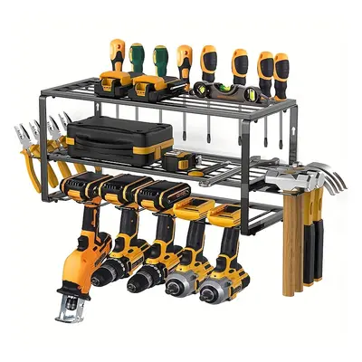 1pc Heavy Duty Metal Power Tool Holder, Wall-mounted Drill Rack, Garage Storage Organizer Shelf,