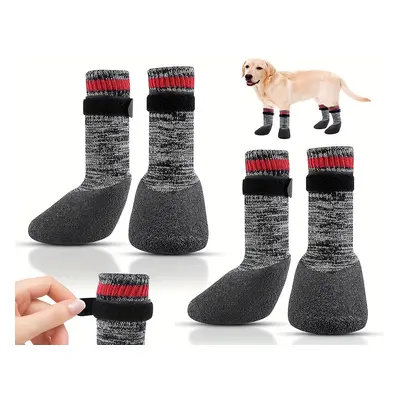 Striped All-season Dog Boots: Machine Washable, Non-slip Cotton, Polyester & Rubber, Water-resis