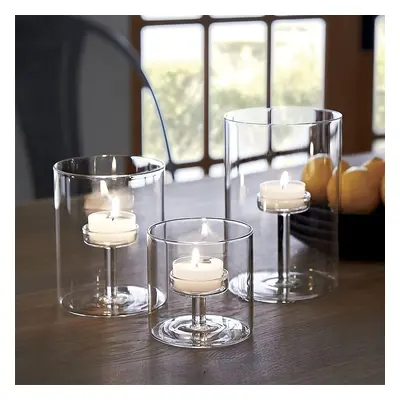 3pcs Cylinder Glass Decorative Hurricane Candle Holder, Clear Votive Candle Holders Table Center