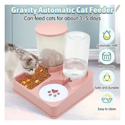 TEMU Automatic Cat Feeder Water Dispenser Set, In Tilted Automatic Pet Food And Water Feeder Gra