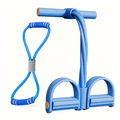 TEMU 8-shaped Resistance Rope + 4-tube Pedal Puller, Suitable For Sit Up, Fitness, Body Stretchi