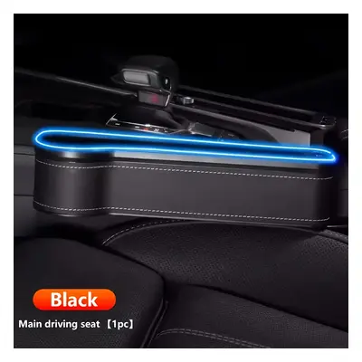 Car Seat Organizer With Led Ambient Lighting, Pu Leather Multifunctional Console Side Pocket Wit