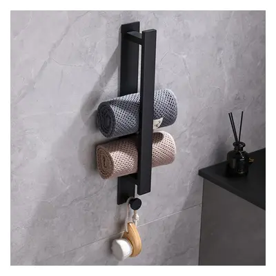 TEMU Space-saving Towel Bar With Hooks - No-drill, Wall-mounted Bathroom Rack For Guests