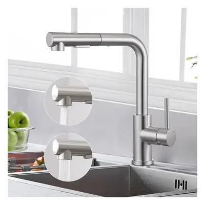 TEMU Pull-out High-pressure Kitchen Mixer In Stainless Steel, 360Â° Swivelling, Kitchen Mixer Wi