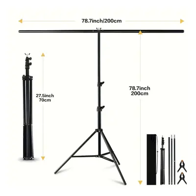 TEMU Photo Video Studio Adjustable Background Stand Backdrop Kit, With Carry Bag 4* Spring Clamp