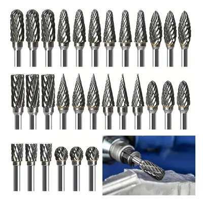 TEMU 30pcs Carbide Rotary Drill Bit Set , Carbide Engraving Drill Bits W/ 1/8" Handle Rotary Too