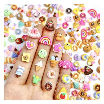 TEMU 30/80pcs Assorted Miniature Dessert Nail Art Charms, Ice Cream, , Donuts, Cupcake Designs, 