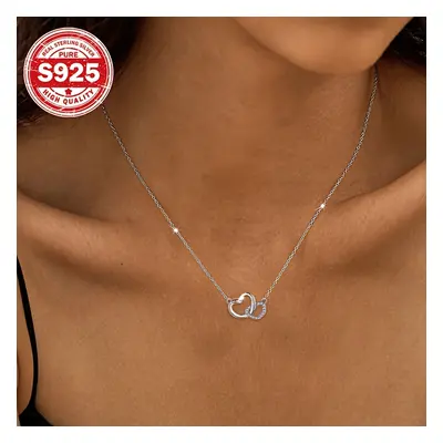 TEMU 1pc Women's Necklace Silver Inlaid Zirconia Necklace Exquisite 2.1g Perfect Women's Gift Su