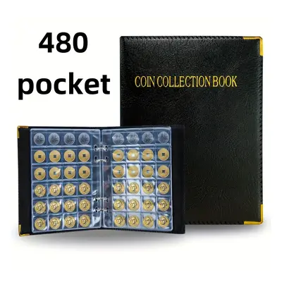 1pc Imitation Faux Leather Coin Collection Album - Pages 360/480 Pocket Coin Storage, Coin Size 