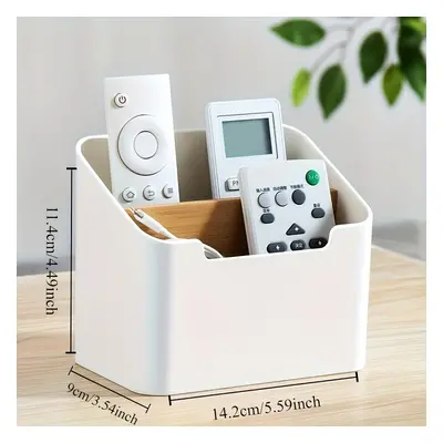 TEMU 1pc White Plastic Multi-functional Storage Box, Home Organizer For Tv Remote Controls, Cosm