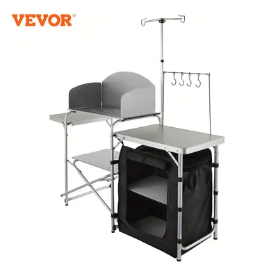 Vevor Table, Aluminum Portable Folding Camp With Windscreen, Cupboard, Storage Organizer, Carryi