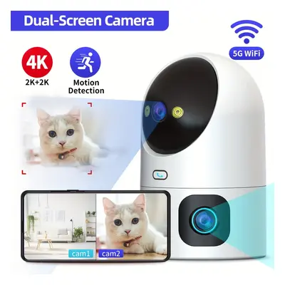 1 Pc Dual Lens 3mp Hd 1296p 64g Card, Outdoor Indoor Security Camera, Wireless Wifi Camera, Ip C