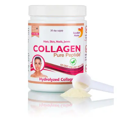 Polvere di collagene idrolizzato 10.000 mg di super concentrato di tipo 1 e 3, 300 g, Sweedish N