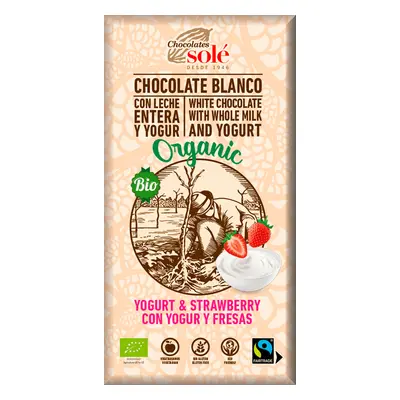 Cioccolato bianco biologico con yogurt e fragole, 100g, Pronat