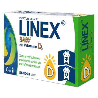 Linex Baby con vitamina D3 gocce orali, 8 ml, Sandoz