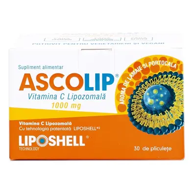 Vitamina C Liposomiale al gusto di arancia Ascolip, 1000 mg, 30 bustine, Liposhell