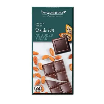 Cioccolato fondente 70% biologico senza zucchero, 70 g, Benjamissimo