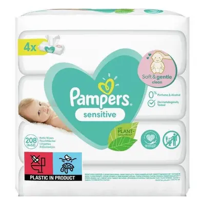 Pampers Sensitive salviette umidificate, confezione da 4, 208 pz